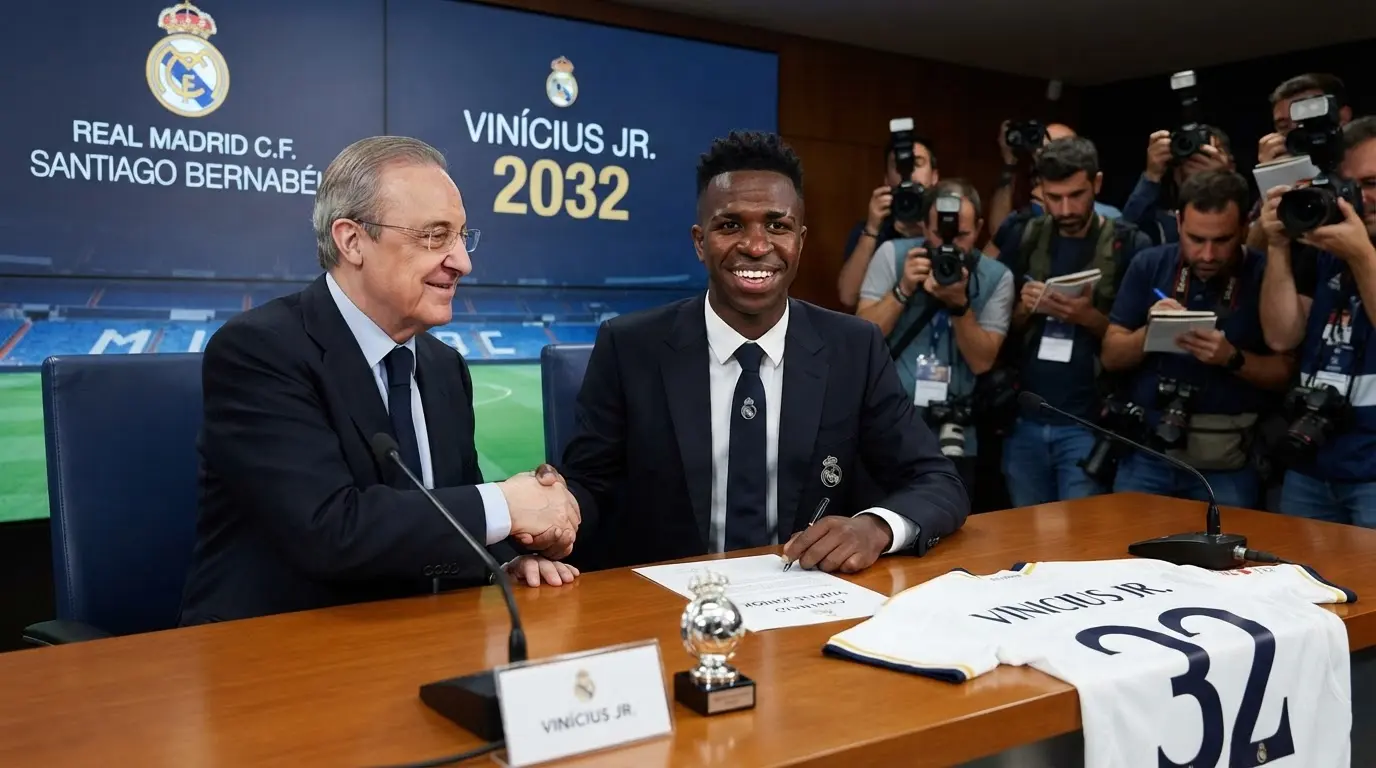 Oficial: Real Madrid completa renovação de contrato com Vinicius Jr., de 26 anos, novo vínculo vai até 2032